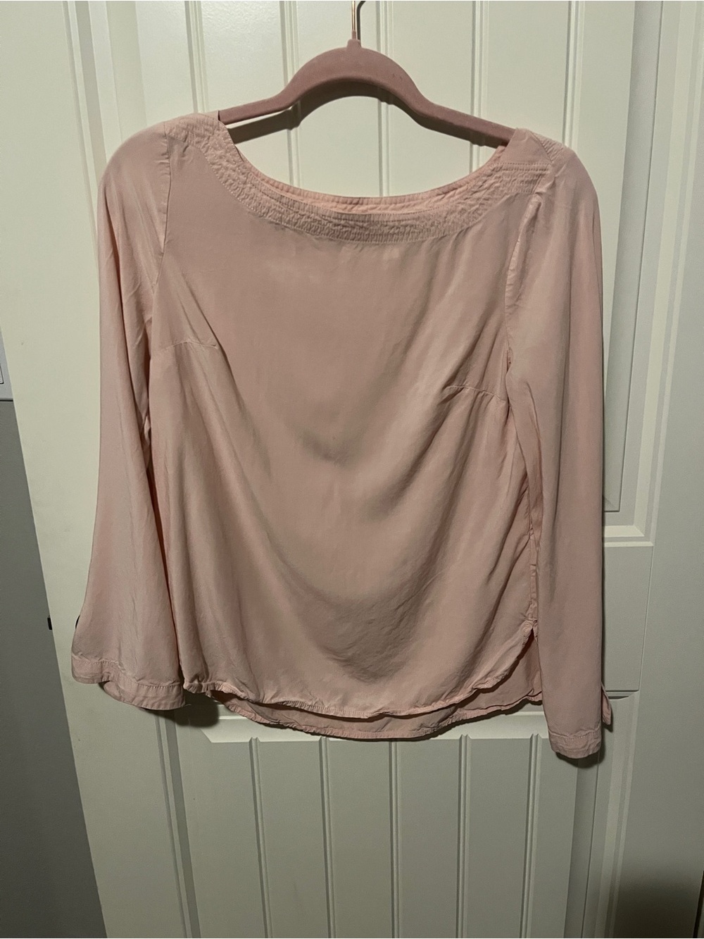 Anthropologie Blush Pink Long-Sleeve Peasant Blouse